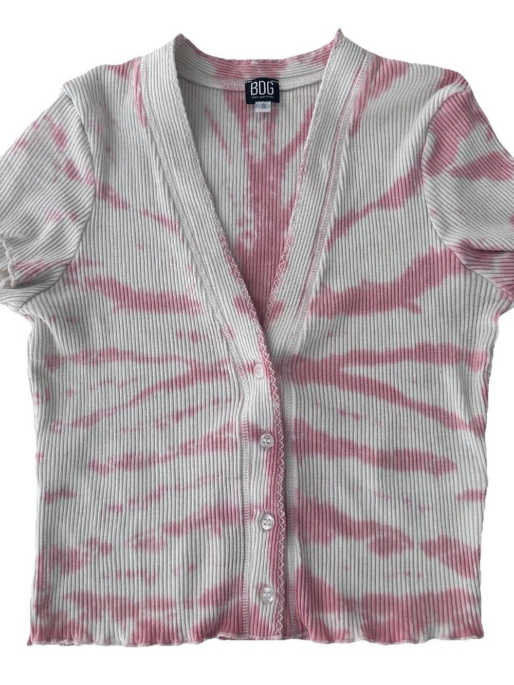 BDG Urban Outfitters Short Sleeve Crop Cotton Top Ribbed TieDye Wash Small